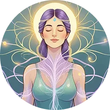 Imagen orgánica que representa una mujer meditando en el Circulo de mujeres,